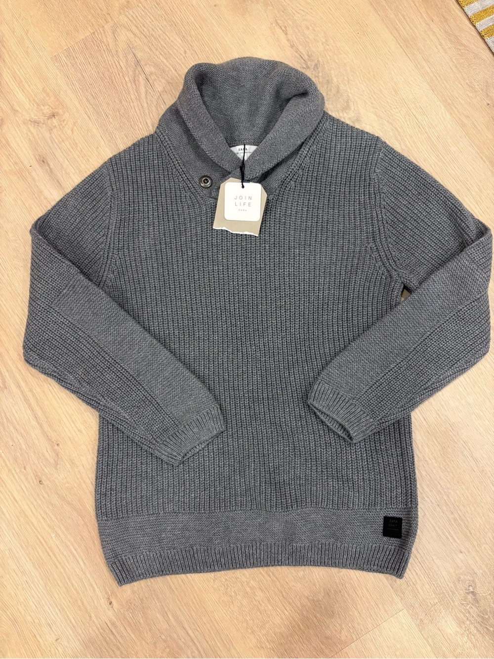 Zara kids and Gray Shawl-Collar Turtleneck Knit Sweater size 8